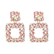Load image into Gallery viewer, Valencia Blush Rhinestone Statement Earrings