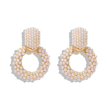 Load image into Gallery viewer, Lacy Pearl Hoop Statement Earrings