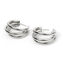 Load image into Gallery viewer, Triple Silver Statement Hoop Earrings