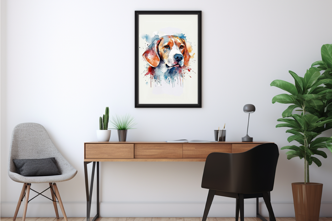 Beagle - Colourful Dog Print: A4