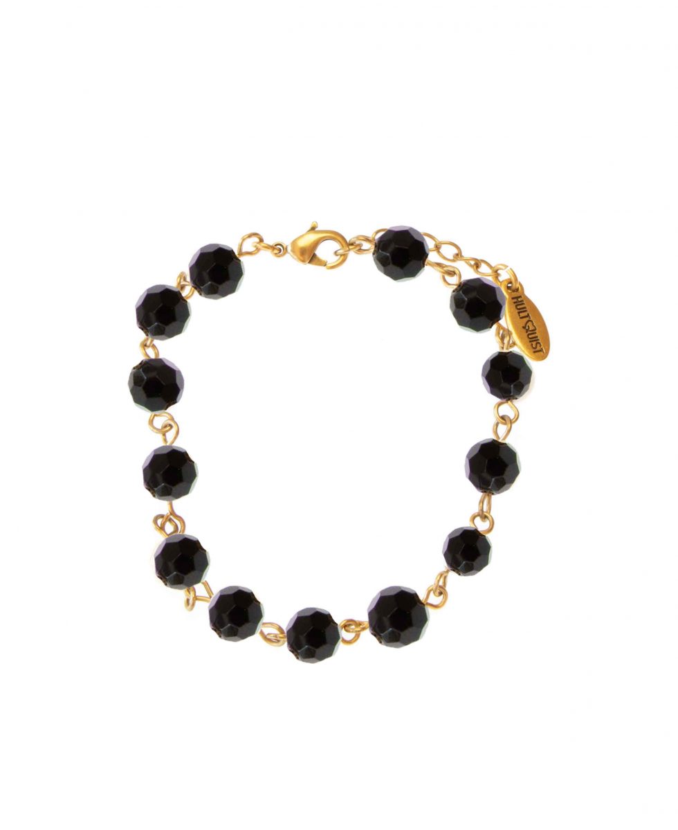 Hultquist Black Crystal & Gold Plated Bracelet
