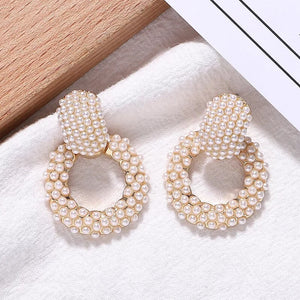 Lacy Pearl Hoop Statement Earrings